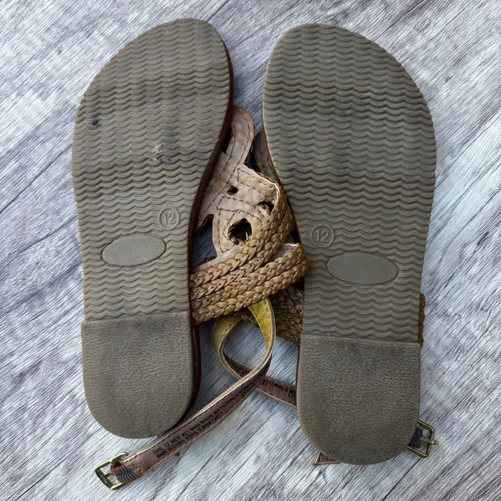 SO American Heritage Braided Strap Brown‎ Sandals - Kid's Size 12